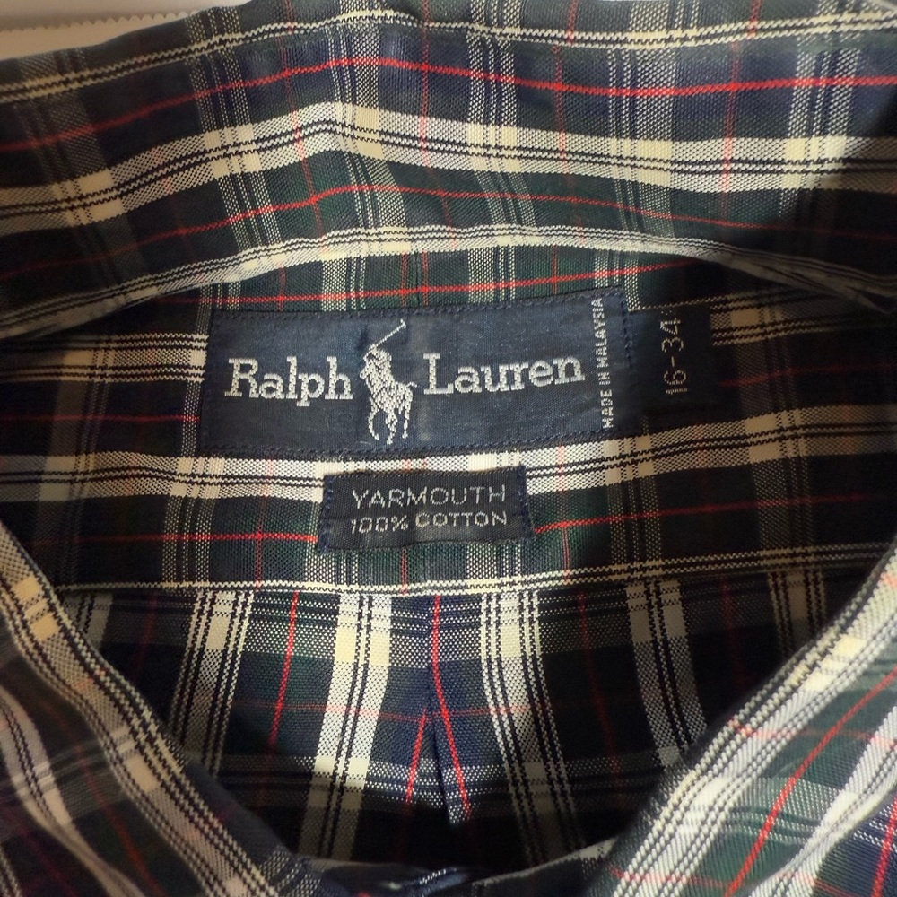 Ralph Lauren Green and Blue Casual Button Down Shirt